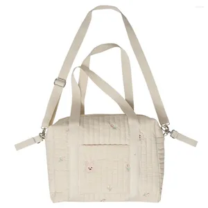 Сумки на плечо, хлопковая сумка для мамы, подгузник с вышивкой и мультяшным принтом, многофункциональная сумка большой емкости для прогулок в коляске, женская дорожная сумка