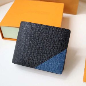 Designer plånbok lyxig high-end plånbok multifunktionskortpåse dubbel lapptäcke färg mode unisex plånbok läder plånbok