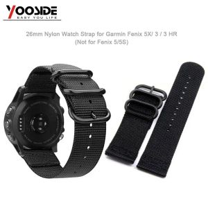 Akcesoria Yooside 26 mm Nylon Nylon zastępczy pasek opaski do Garmin Fenix ​​5X/Fenix ​​5X Plus/Fenix ​​3/3 HR Smart Watch (Not Quick Fit)