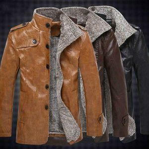 Mens Jackets M-8XL Winter Men PU Leather Motorcycle Warm Faux Jacket Jaqueta De Couro Masculina Fur Coat DropMens