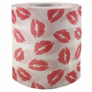 Julnyhet Toliet Papers Lip Printed Hand Roll Handduk Rolig present Badrum Tissue Fi -servett för Xmas Festive Home B2XT#