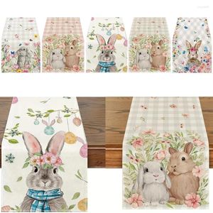 Table Cloth Easter Rectangle Washable Tablecloth Rabbits Printed Holiday For Picnic Banquet