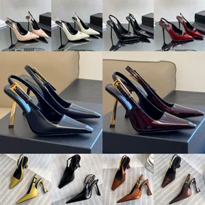 Designer Famous Sandal Luxury Patent Leather Luxury Leather Anti Slip Buckle Slingback Pumps Shoes Dress Toe Stiletto Heels Sandaler 10cm Sandaler Designer Slides