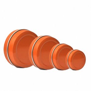 50pcs Empty Metal Ctainer Refill Aluminum Tin Orange Color Lip Balm Pot Sample Cream Can Hair Wax Box 10g 15g 20g 30g 50g 60g 82Cb#