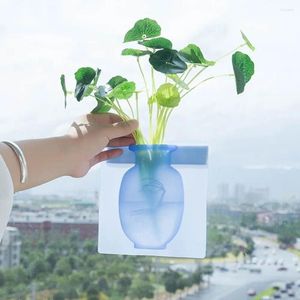 Vaser silikon blomma vas själv vidhäftning hydroponics planter klistermärke diy hem dekoration tillbehör