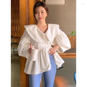 Bluzki damskie koreańskie eleganckie bluzka z długim rękawem Kobiety eleganckie eleganckie solidne blusas mujer letnie koszule w stylu biurowy feminas