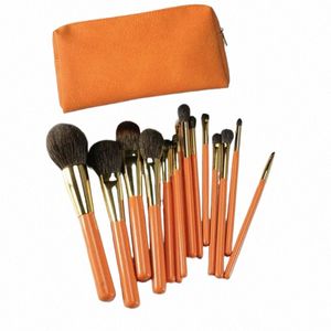 Handmade Profial 15pcs Brushes Set Soft Blue Squirrel Saikoho Goat Hair Powder Blush Eye Shadow Make Up Brush Kit Y2en#