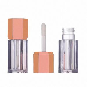 10/30pcs 5ml Clear Plastic Lip Glaze Tube Six Sides Rose Gold Lid Cosmetic Liquid Lipstick Ctainer Lip Gloss Refillable Bottle j0mi#