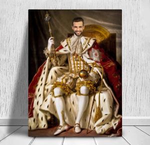 Calligraphy Custom Portrait For Him Canvas Painting Posters Regal King Military Royal Man General Boyfriend Father Unique Gift Home Art Deco