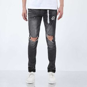 Jeans di marca viola da uomo di marca trendy anti invecchiamento jeans slim fit da uomo