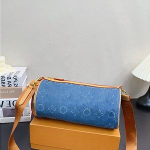 24SS Women's Luxury Designer High Appearance Level Denim Pillow Bag Cylinder Bag Simple And Versatile, Daily Street Preferred 26CM Fqxd