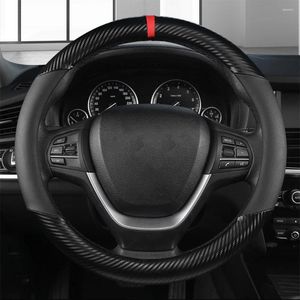 Steering Wheel Covers 38cm Car Cover Carbon Fiber Printed Leather Non-slip Wear-resistant Sweat Absorbing Sports