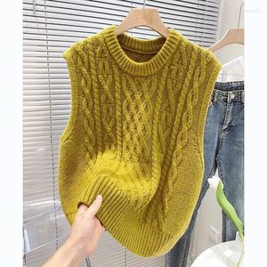 Women's Vests 2024 Autumn Sweater Vest Womens O-Neck Solid Minimalist Korean Style Stylish Chic Casual Feminino Clothing Prevalent Warm