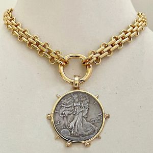 Ожерелья в британском стиле Orla, большая массивная подвеска в виде монеты, ожерелье, Пенни, коллекционные предметы, волшебная монета, украшение для дома, ремесленные монеты, полдоллара свободы