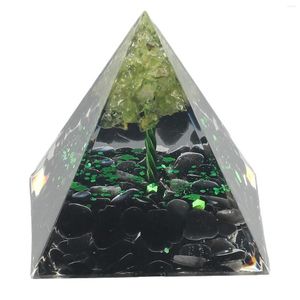 Dekorativa figurer 1st Amethyst Crystal Healing Orgonite Pyramid Obsidians Chakra Energy Orgone Stones Ornament Crafts Office Home