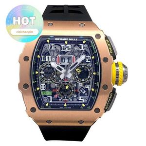 Designer Wrist Watch RM Wristwatch RM11-03 Mens Satin Frosted Titanium Alloy Material Calendar Month Automatic RM1103