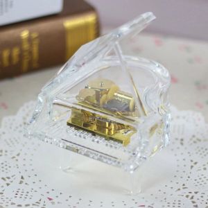 Pudełka SoftAlk Wycie Wesoły Wesołych Go Runda Acrylic Transparent Piano Music Box Birthday, Boże Narodzenie, Walentynkowe prezent