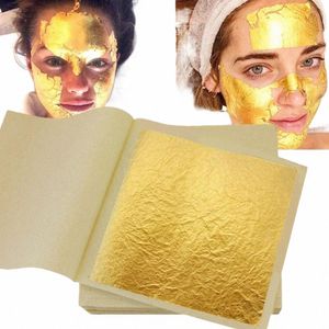 1pcs 24K puro genuíno folha de ouro comestível folha de beleza máscara facial papel reduzir linhas finas anti-envelhecimento iluminar cuidados com a pele máscaras faciais 06hZ #