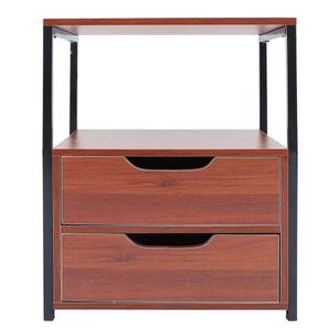 VOSAREA 1PC Bedside Stand Home Furniture Industrial Wood Storage Nightstand With Drawer Soffa Side Cabinet Nattbord Träplatta stål