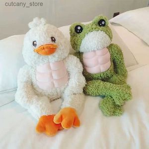 Animais de pelúcia de pelúcia 35/45cm Kawaii Musc Duck Plush Toys Cute Musc Frog Stuffed Animal Dolls Peluche Travesseiro Presentes Acompanhar Plushies Boneca Presente L240320