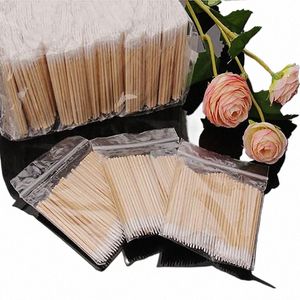 100pcs jednorazowe wacik Bezpłatne szczotki mikro pąki drewniane wymazy ucha czyste patyki oko les extensis Usuwanie kleju narzędzia 37rn#