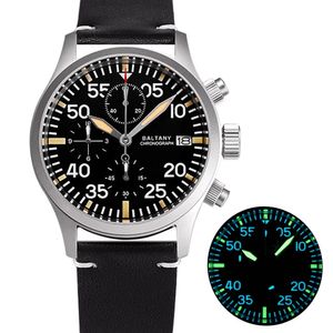 Baltany Military Watch Men 39mm Vintage Pilot VK67 Chronograph Quartz腕時計