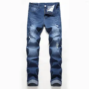 Jeans masculinos primavera e verão casual rasgado perna reta moda tipo 3 espuma deslizamento cerâmica chinelo homens estiramento jean