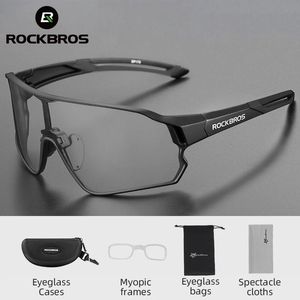 Rockbros Pochromic Glasses UV400 Goggle إطار كبير للرجال نساء الرياضة الدراجة الرياضية نظارة Sungless ركوب الدراجات 240314