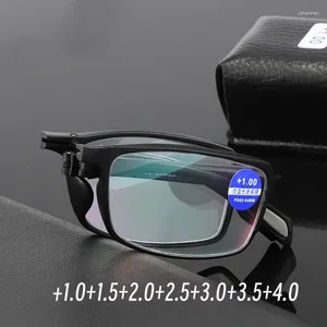 Okulary przeciwsłoneczne TR90 Składanie ramy Starsze okulary przeciw niebiesko jasne czarne czarne pełne przezroczyste soczewki Presbyopia Portable Far Sight Goggle