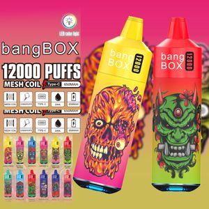 Original Bang Box 12000 Puff Einweg-Vape-Stift, elektronische Zigarette, 23 ml, vorgefüllter Pod, 650 mAh-Batterie, Mesh-Spule, 0 % 2 % 3 % 5 % Geschmacksrichtungen der Stufe 12