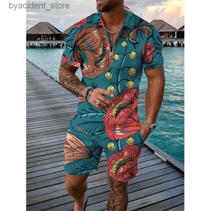 Men's Tracksuits Floral Parrot Tracksuit 3D Imprimir camisas pólo conjuntos de 2 peças Men Men grande