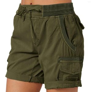 Shorts femininos mulheres verão carga solta caminhadas calças plus size rendas até cordão mulheres baggy bolsos maiôs pantalones