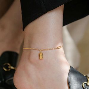 High End Plated Rich Brick Gold Bar Feet Chains for Female Not Fading New Small Crowd Light