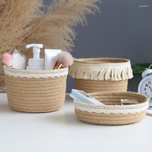 Storage Bags Bed & Breakfast Jute Basket Cosmetics Remote Control Key Hallway Household Sundries Cotton Thread