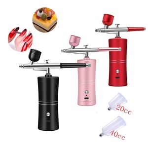 Oxygen Injector Electric Mini Air Compressor Machine AirBrush Paint Spray Gun Airbrush For Nail Art Tattoo Craft Cake Nano Fog 240322