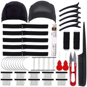 Saçetler peruk Yapma Kit DIY peruk araçları WIG Aksesuarları Pro ve Yeni Başlayanlar için 5 PCS Ayarlanabilir Elastik Bant 2 Paket Gerilebilir Peruk Kapakları