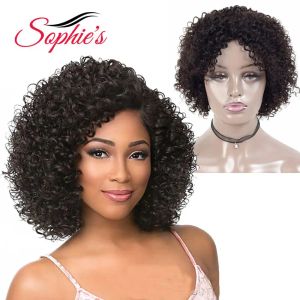 Wigs Sophie's Short Human Hair Wigs for Black Women Jerry Curl Human Hair Wigs Nonremy 4 Colors Brazilian Hair Wigs Hine Made