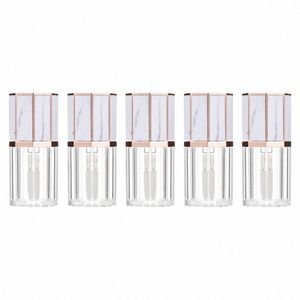 empty Lip Gloss Tubes Wand 5Pcs 5Ml Marble Lip Gloss Bottles Travel Refillable Cosmetic Ctainers R30f#