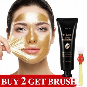 24k Gold Snail Collagen Peel Off Mask Удаление черных точек, прыщей, против морщин, лифтинг, укрепляющее масло-контроль, сужение пор, кожи лица, автомобиль R6dc #