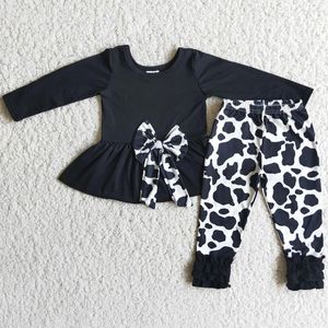 Set di abbigliamento Design Abbigliamento per bambini Manica lunga Stampa mucca Glassa Moda Ragazze Set Completo per bambina di alta qualità