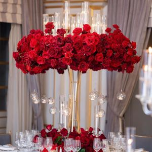 only for led candle)Wedding Supplies Table Metal Gold Centerpieces Chandelier Table Decor Events Crystal Flower Display Backdrop Stand tablde top decor