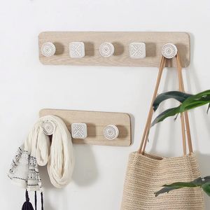 Rustic Coat Rack Wall Mounted Wood Hanger Key Holder Home Decor Clothes Storage Hook Hangers for Entryway Bathroom 240319