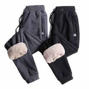 Inverno Cor Sólida Cordeiro Veet Pés Calças Homens Calças De Pele De Cordeiro Sweatpants Tamanho Grande Pants7XL 8XL Juventude Calças Casuais Masculino 2019 G9ea #