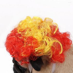 Cão vestuário pet peruca de cabelo encaracolado perucas de gato para festas de natal de halloween engraçado cocar com banda ajustável cosplay po adereços