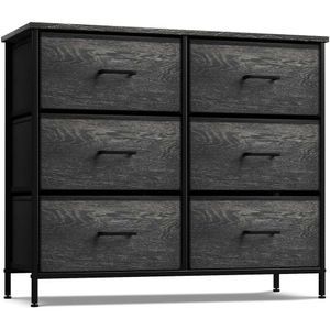 Sorbus Dresser 6 Faux Drawers Chest Organizer Unit with Steel Frame Wood Top Handle Easy Pull Fabric Bins Clothes - Storage Furniture for Bedroom, Hallway,