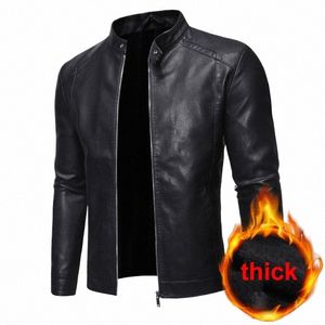 2024 Mens Pu Leather Jacket Motorcycle Biker Men's Jackets Autumn Winter Warm Black Outdoor Outwear Coats Plus Szie 5Xl T8LI#