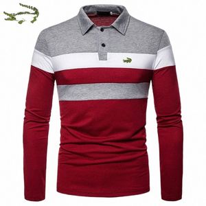 Hohe Qualität Männer Feste bestickte Poloshirt 2023 Frühling Herbst High-End-Busin Freizeit Sport Revers Lg Sleeve T-Shirts x48Y #