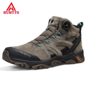 Sapatos Humtto Sapatos de caminhada à prova d'água tênis de couro ao ar livre para homens, Botas de Botas de Campo Masculino Hunting Mens Tactical Botas