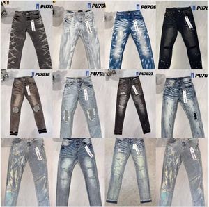 Designer jeans retro byxor denim mens lila jean casual designers byxor avancerad kvalitet rak design streetwear män svart vfrop