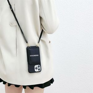 Nadaje się na iPhone 13 Pro Max Case Fashion Fashion iPhone 12/11 modna marka Lichee wzorzyste karty Paski Crossbody Pasek Pokrywa skórzane telefony